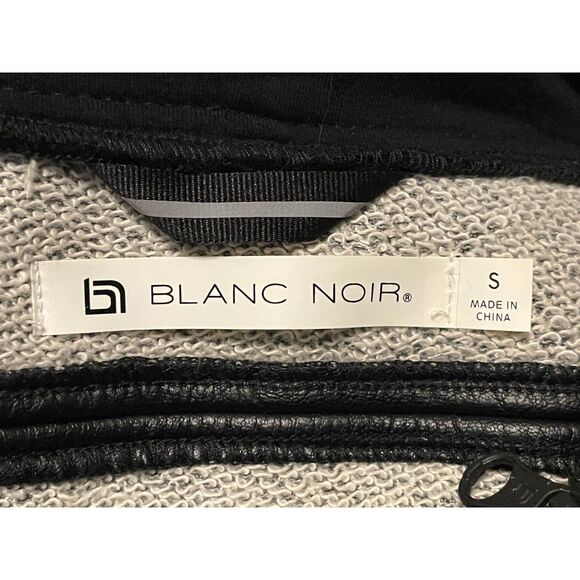 Blanc Noir Women's Asymetric Hooded Moto Jacket Faux Leather Black Size S - Picture 6 of 14